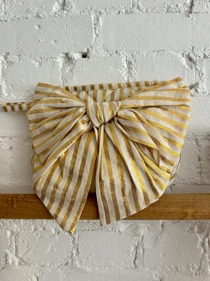 Golden Bow Quilted Cotton Clutch