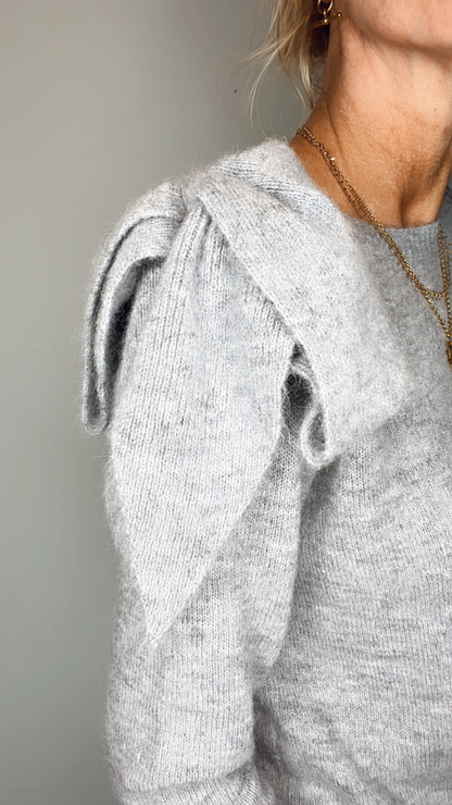 Bow Shoulder Jumper - Grey Marl
