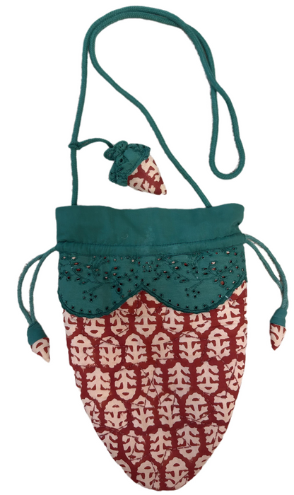 Strawberry Cotton Quilted Bag With Adjustable Strap - Deep Ruby Red