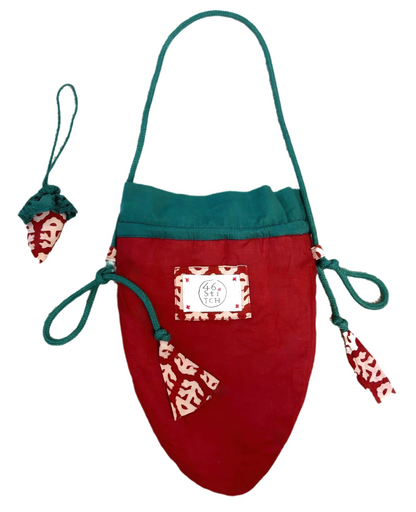 Strawberry Cotton Quilted Bag With Adjustable Strap - Deep Ruby Red
