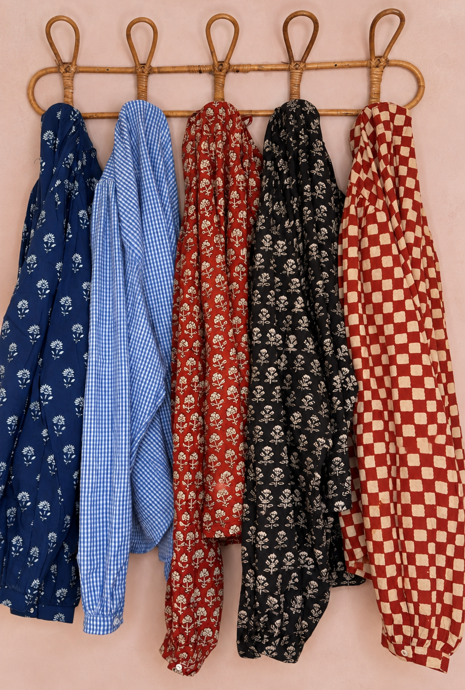 Ruby Detachable Tie Neck Cotton Shirt - Red Earth Print