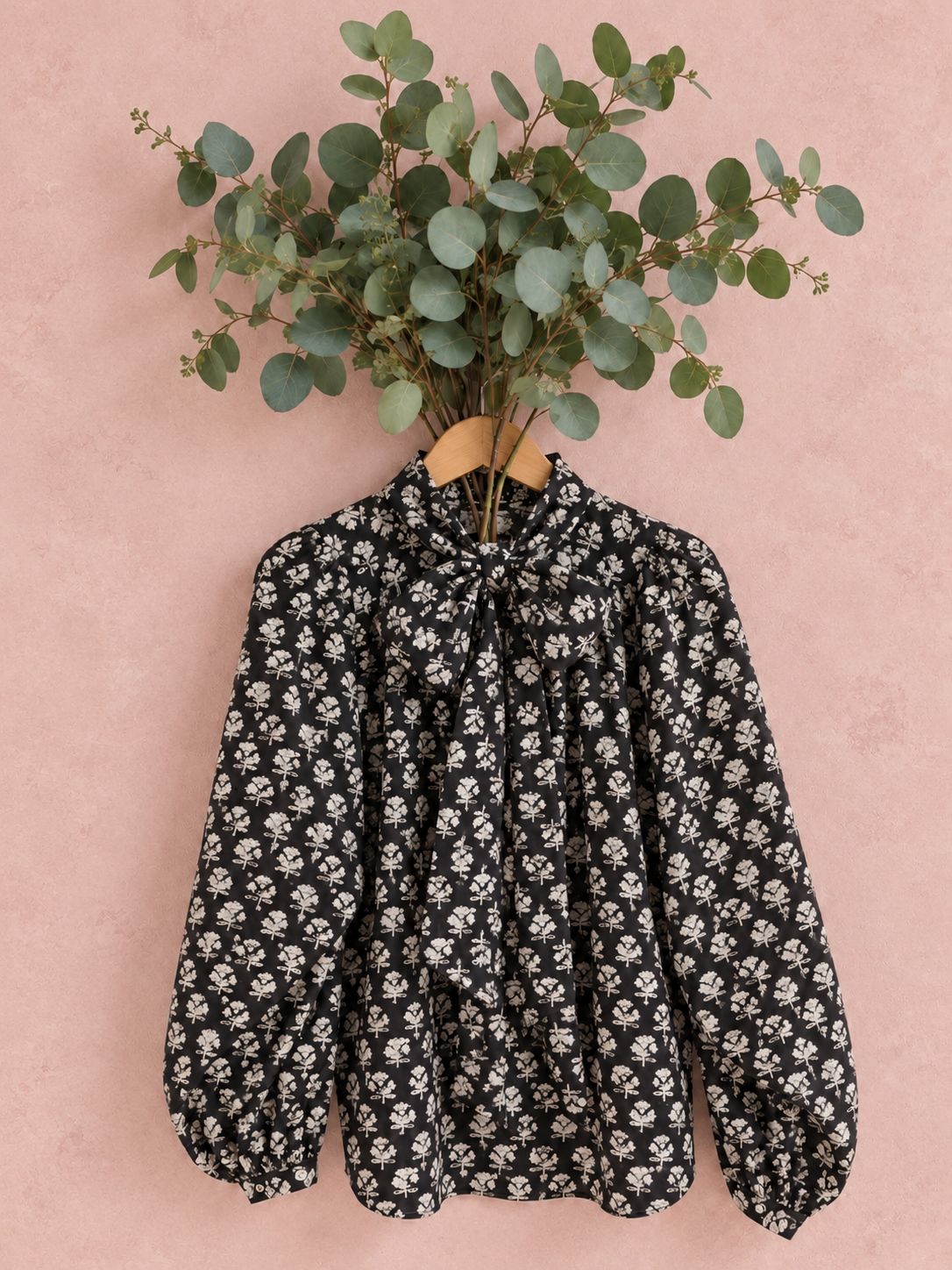 Jet Detachable Tie Neck Cotton Shirt - Liquorice