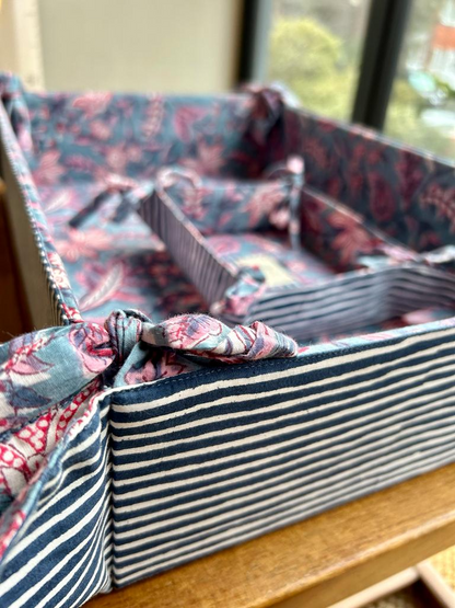 Large Amritsar Reversible Bow Tie Fabric Tray