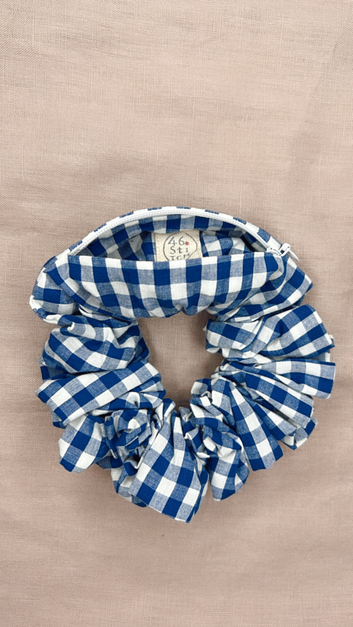 Midnight Gingham Concealed Zip Pocket Storage Scrunchie - Limited Edition