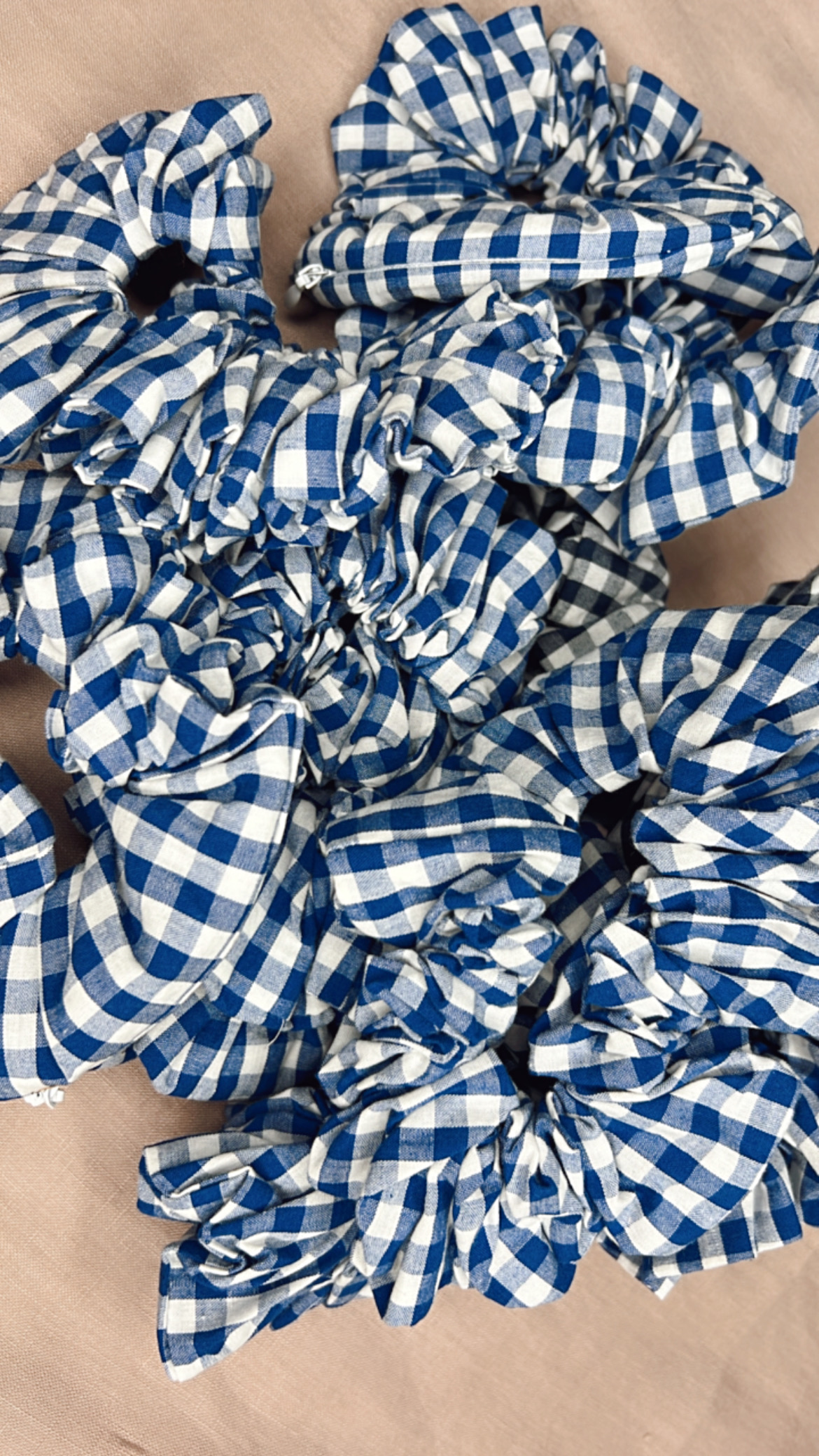 Midnight Gingham Concealed Zip Pocket Storage Scrunchie - Limited Edition